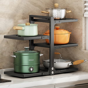 Organisateur de casseroles et poêles réglable pour <span class=keywords><strong>cuisine</strong></span>, étagère de bureau robuste, rangement de <span class=keywords><strong>cuisine</strong></span>, organisateur de couvercles de casseroles - Product Image 1