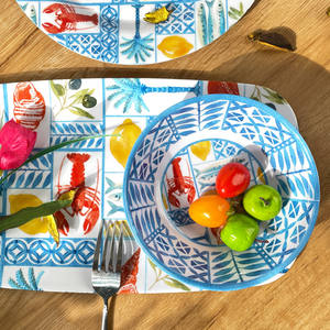 بيع بالجملة بطباعة مخصصة صحون عشاء مربعة من الميلامين مع تصميم سلسلة عناصر المحيط - Product Image 5