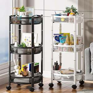 Égouttoir pliable, panier à légumes rotatif, armoire de rangement pour supermarché, étagère de cuisine rotative, chariot à plusieurs niveaux - Product Image 2