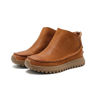 Bottes de neige pour femmes en cuir véritable Crazy Horse mat, à lacets, respirantes, confortables et douces, pour l'automne et l'hiver