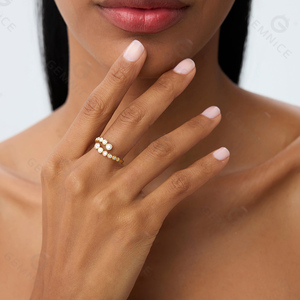 Gemnel 14K Vàng Cong Bezel Kim Cương Nhẫn Kim Cương Tùy Chỉnh Chiều Rộng Ban Nhạc Kim Cương Đám Cưới Độc Đáo Đồ Trang Sức - Product Image 2