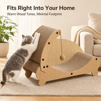 Arbre à chat moderne et léger (1,5 kg) en carton écologique, design lit de repos incurvé, matériaux en sisal, papier ondulé et bois