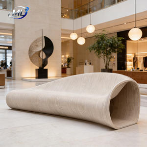 Chaises et tabourets modernes en bois massif découpés sur mesure par CNC pour centres commerciaux et hôtels, avec dossier, durables et artistiques, pour les zones d'attente - Product Image 2