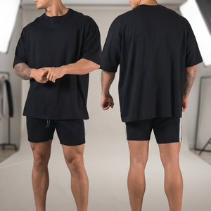 เสื้อยืดผู้ชายไซส์ใหญ่ สีดำ ผ้าฝ้าย แขนสั้น คอกลม แบบเรียบ สวมใส่สบาย ทรงบ็อกซ์ฟิต - Product Image 4