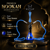 Set Hookah Kaca Kustom Shisha Arab Lengkap dengan Botol Dekoratif Berlapis Embun, Cocok untuk Hadiah dan Perjalanan