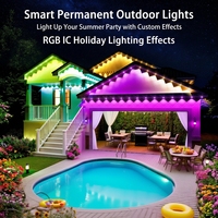 Luces LED RGBIC de 24V para Exteriores, Resistentes al Agua, con Control por Aplicación, Permanentes, para Aleros, Techos y Jardines