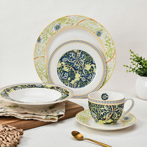 Service de table en céramique de porcelaine à motifs floraux, 20 pièces, pour restaurant - Product Image 1