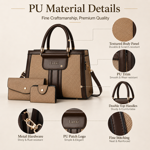 Set di 3 Borse Firmate: Portafoglio, Borsa a Tracolla e Borsetta in Nylon con Chiusura a Cerniera, Borse Messenger di Lusso in PU per Donne - Product Image 4