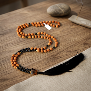 Natural Rudraksha 108 Bead Mala Necklace Hand Knotted Tiger Eye Healing Crystal Prayer Beads Yoga Meditation Unisex - Product Image 6