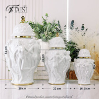 J293GB Vase de sculpture de corps de décor de chambre esthétique ensembles accessoires de maison haut de gamme pot de gingembre en céramique pour centres de table