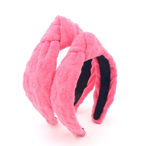 DREAM FASHION Pink <strong>Flower</strong> Bowknot Hairbands Custom Baby Soft Towel Flannel Elastic Casual Hand Made <strong>Headband</strong> - Product Image 1