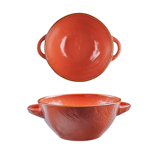 LIGNE MÉDITERRANÉENNE - BOL À SOUPPE À 2 POIGNÉES EN GRÈS ORANGE JAFFA 540ML - Product Image 1