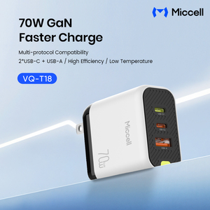 Chargeurs <span class=keywords><strong>de</strong></span> téléphone Miccell Premium 70W GaN, chargeur mural USB Type C pour téléphone portable, prise en <span class=keywords><strong>charge</strong></span> <span class=keywords><strong>de</strong></span> la <span class=keywords><strong>charge</strong></span> rapide pour iPhone, Xiaomi - Product Image 2