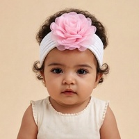 Diadema de encaje con diseño de flor y protector de fontanela, conjunto adorable de gorro y calcetines a juego para bebé