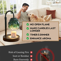 Lámpara de Noche Moderna de Vidrio y Madera con Forma de Flor, Lámpara de Escritorio LED Regulable, Lámpara Calentadora de Velas para Iluminación Interior, Decoración de Hotel y Hogar