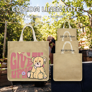 Bolsa de Yute Personalizada por Sublimación, Bolso de Mano para Compras con Bolsillo Frontal, Bolsa de Hombro Reutilizable para Actividades Promocionales - Product Image 2