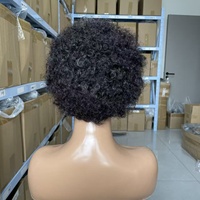 Perruque courte de style africain, perruque courte bouclée, coupe pixie, perruque courte en cheveux humains, couleur naturelle, longueur 8 pouces