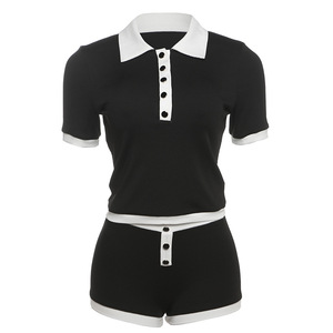 Nuovi arrivi da <span class=keywords><strong>donna</strong></span> Set da Tennis con Logo ricamo personalizzato estivo maglione da <span class=keywords><strong>donna</strong></span> lavorato a maglia 2 pezzi Set Polo Top e pantaloncini - Product Image 5