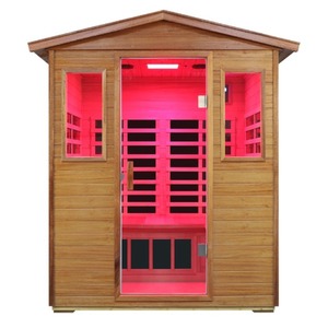 Sauna a Infrarossi Lontani per Quattro Persone in Legno di <span class=keywords><strong>Kaya</strong></span> con Luce Rossa e Infrarossi Vicini per Esterni - Product Image 1
