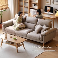 Neues Modell Minimalistisches Modernes Design Stoffsofa Hochdichter Schaumstoff Gerades Sofa Wohnzimmer Dreisitzer Heimgebrauch Weiß