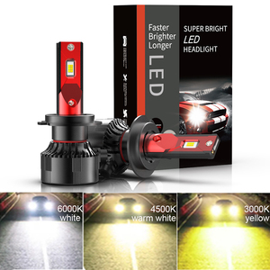 Conpex Super Bright 5000 Lumen 3 couleurs <span class=keywords><strong>vert</strong></span> jaune <span class=keywords><strong>ampoule</strong></span> antibrouillard H4 <span class=keywords><strong>H7</strong></span> Led H1 H3 9005 9006 Auto voiture COB LED phares H4 - Product Image 1