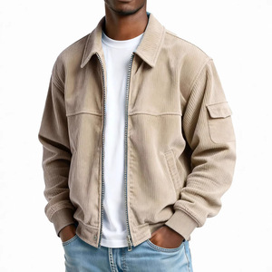 Chaqueta Bomber de Poliéster para Hombre, Estilo Casual Retro de Moda para Invierno |   Cierre de cremallera de color sólido y ajuste holgado |   Pantalones de pana <span class=keywords><strong>XS</strong></span> con calefacción - Product Image 1