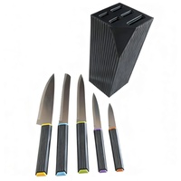 Ensemble de couteaux de cuisine en acier inoxydable à succès avec manche en plastique et bloc de rangement