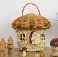 Panier en rotin en forme de champignon, fait main, tissé naturellement, boîte de rangement écologique, style bohème, décoration d'intérieur