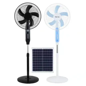 Ventilateur DC intelligent solaire portable de 16 pouces pour la maison, noir et blanc.