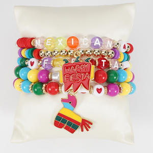 Fashion Jewelry Beaded <b>Bracelets</b> Cinco De Mayo Party Charm Elastic Multi Layer Unisex Jewelry <b>Set</b> Made In China - Product Image 4