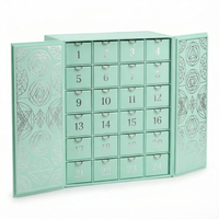 Boîte de calendrier de l'avent vide personnalisée, double porte, en carton rigide, 24 tiroirs, boîte cadeau compte à rebours pour cosmétiques, bijoux, impression de logo personnalisée