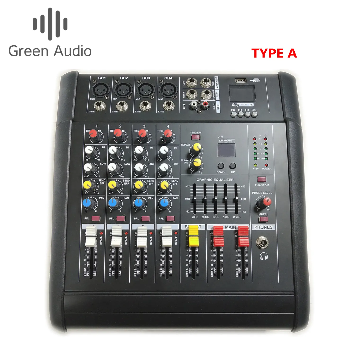 GAX-402D Profesional Audio Mixer dengan USB Suara DJ Pencampuran Konsol MP3 Jack 4 Channel Karaoke Amplifier Untuk Karaoke KTV