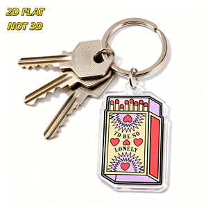 Portachiavi in acrilico Matchbox 'To Be so Lonely' con design retrò a cuore e testo, ciondolo trasparente fustellato con anello in metallo per chiavi o borse - Product Image 3