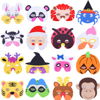 Masque en feutre pour enfants, demi-visage, dessin animé animal, maternelle, souris, singe, grenouille, chat, chien, Halloween, masque pour les yeux en feutre animal