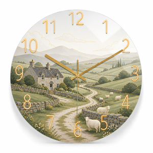 Orologio da Parete in Vetro Personalizzato con Paesaggio Alpino, Silenzioso al Quarzo, per Arredamento Caffè a Tema <span class=keywords><strong>Montagna</strong></span> - Product Image 2