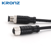 Connecteur mâle droit pré-assemblé KRONZ M12 à 5 broches, câble PVC non blindé de 3 m, IP67, moulé, résistant à l'huile, industriel, circulaire