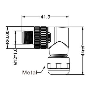 Сигнальный разъем M12 PG7 <span class=keywords><strong>USB</strong></span> с индивидуальной настройкой, экранированный, корпус из цинкового сплава, степень защиты IP67, штекерный, 3-контактный, 4-контактный, под пайку - Product Image 4