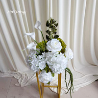 MoKtong Centre de table tendance vert printanier et blanc avec fleurs, centre de table blanc et vert mettant en vedette des hortensias et des lys calla