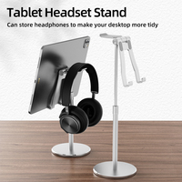 Support de tablette télescopique réglable en métal pour iPad avec support pour casque