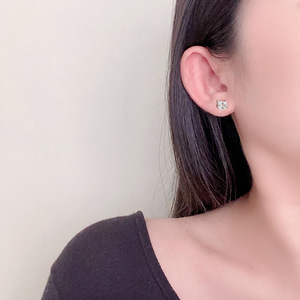Boucles d'oreilles clous mignonnes pour femmes, motif chat en CZ <span class=keywords><strong>blanc</strong></span>, en argent sterling 925, serti ovale, bijoux coréens, boucles d'oreilles clous raffinées, boucles d'oreilles coréennes - Product Image 2