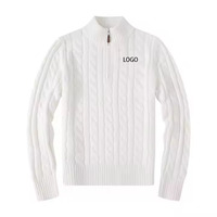 Pull en maille pour homme, personnalisé, de haute qualité, nouveau, avec demi-fermeture éclair, chaud et tendance, logo et couleur personnalisables