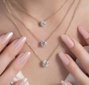 Kustom Pabrik Igi bersertifikat 1-5 CT Lab tumbuh berlian 14k <span class=keywords><strong>18k</strong></span> emas padat jimat kalung liontin untuk wanita pria - Product Image 1