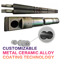 Vis et cylindre coniques à double extrudeur haute performance pour ligne d'extrusion de cadres de porte en PVC WPC, teneur en CaCO3 150 Phr - 65/132