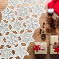 OWENIE – chemin de Table blanc argenté avec flocons de neige de noël, broderie découpée, lavable et personnalisable