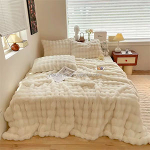 Prezzo all'ingrosso <span class=keywords><strong>di</strong></span> lusso coniglio pelliccia sintetica <span class=keywords><strong>coperta</strong></span> con federa casa <span class=keywords><strong>ponte</strong></span> per divano letto Set <span class=keywords><strong>di</strong></span> lenzuola - Product Image 5