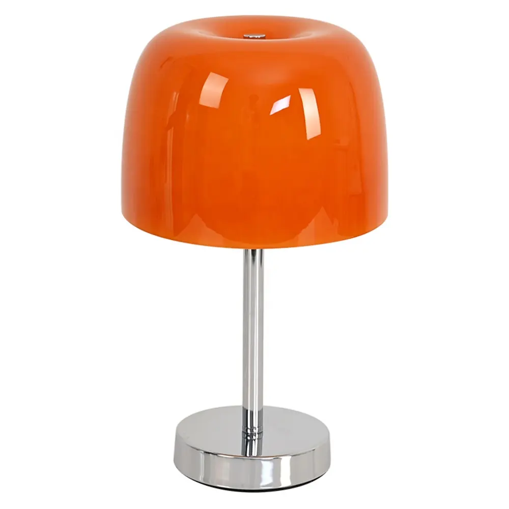 แก้วโคมไฟตั้งโต๊ะเห็ดสีส้ม/สีขาวนอร์ดิกออกแบบ E27หลอดไฟ Led ไฟกลางคืนสำหรับบ้าน