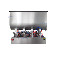 Machine de remplissage semi-automatique à 4 têtes personnalisée pour pâtes, crèmes, sauces, confitures, miel, savon liquide, boissons, huiles, dosage et conditionnement en flacons