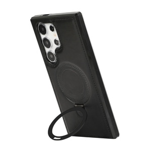 Ring Holder Magnetic Phone Case for Samsung S25 S24 S23 S22 Ultra Plus Wireless Charging Shockproof PU Leather <b>Protector</b> <b>Cover</b> - Product Image 3