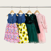 Robes d'été pour enfants en stock direct usine, assortiment varié de robes pour filles, mélange de modèles, liquidation de marques de vêtements pour enfants