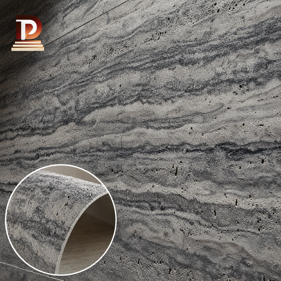 Industrial Style Concrete & Slate Flexible Stone Panels Bendable Soft ...